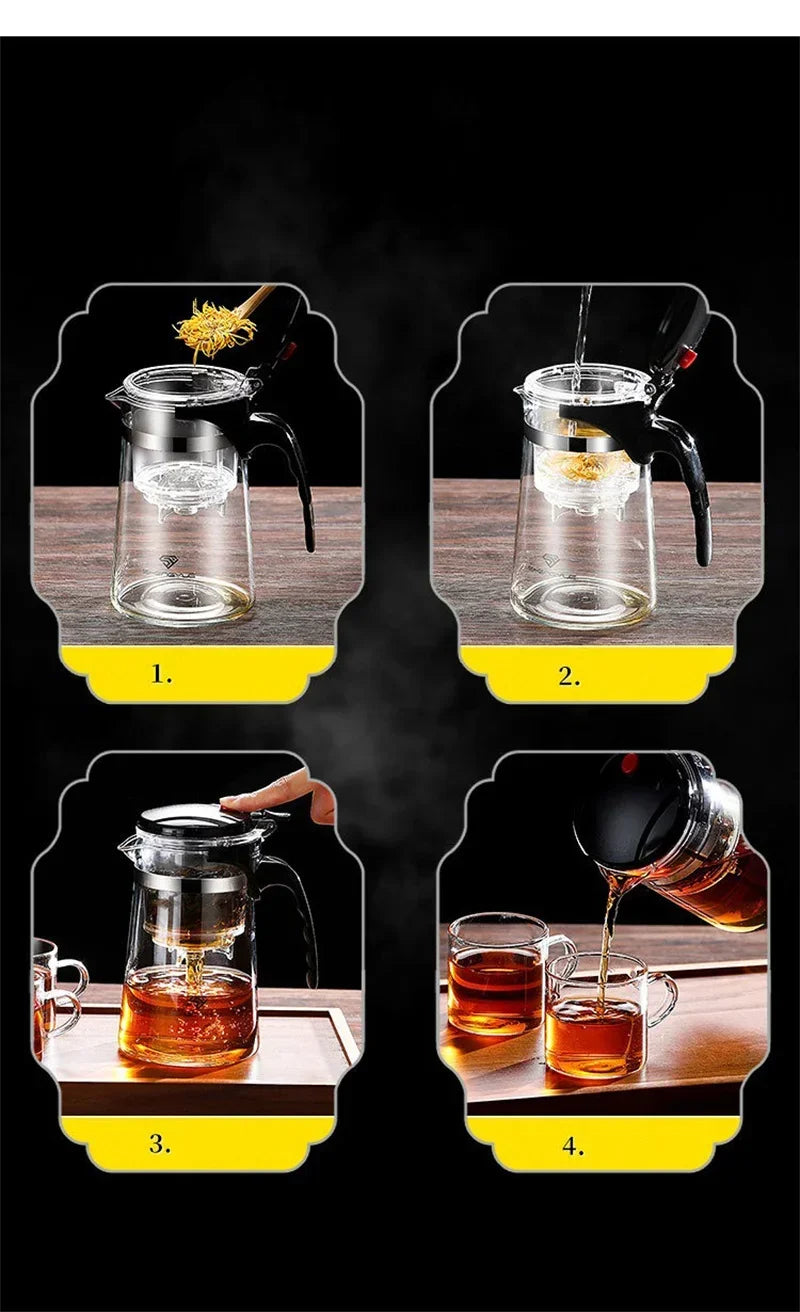 SereniTea Press: Glass Teapot with Built-In Separator