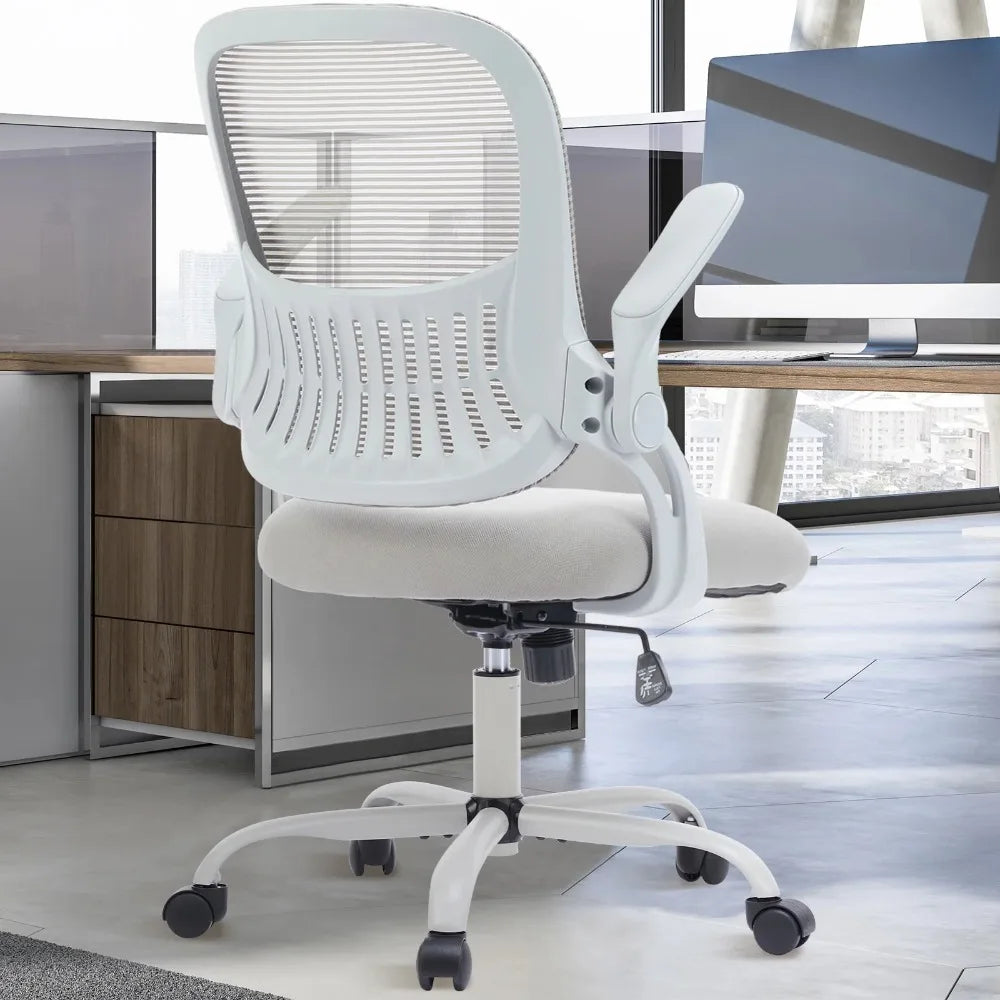 Mesh Office Chair with Adjustable Armrests, Lumbar Support, and Mid-Back Design for Home & Desk Use with Smooth-Rolling Wheels