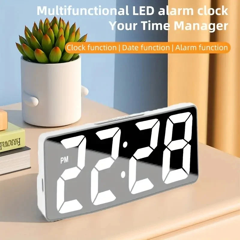 BrightCore: Smart LED Alarm Clock with Temp & Dual Format Time